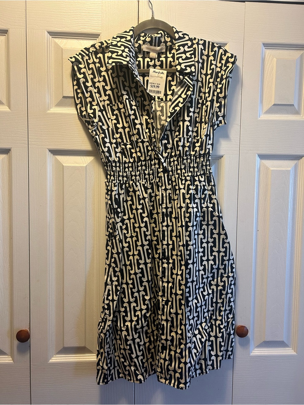 Monteau Black & White Geometric Shirt Dress